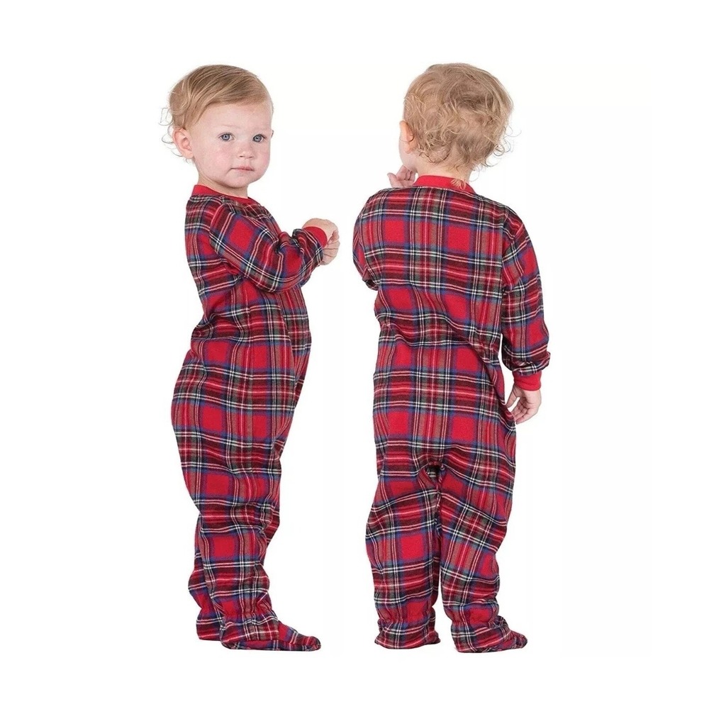 Toddler Red Plaid Footed One Piece Pajamas Sleeper 2T-3T Holiday Christmas